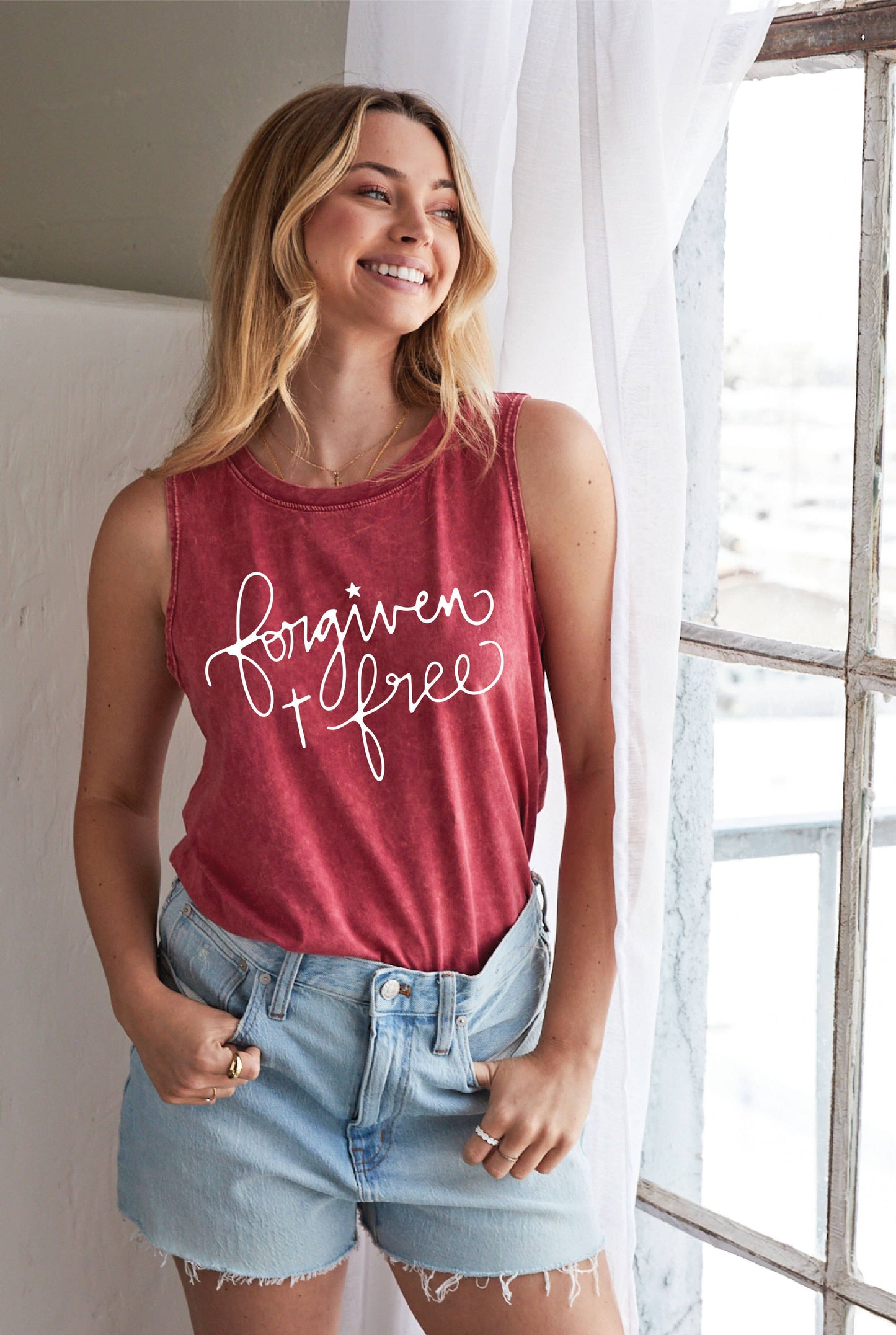 FORGIVEN AND FREE Mineral Graphic Tank Top // Women's