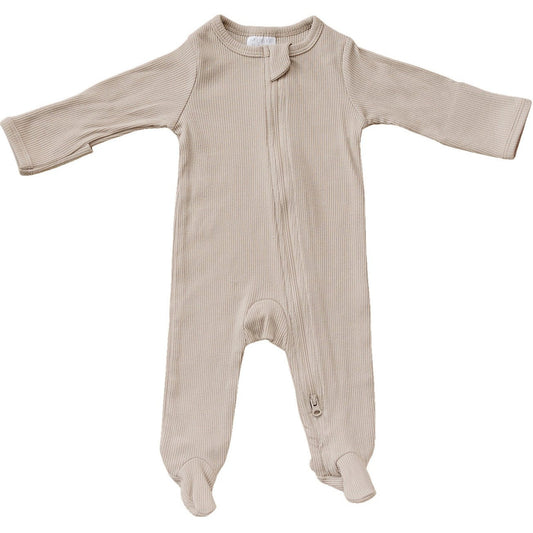 Organic Cotton Ribbed Zipper in Oatmeal