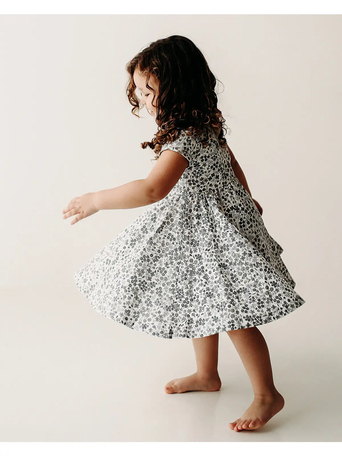 Wendy Collared Twirl Dress in Calico Floral