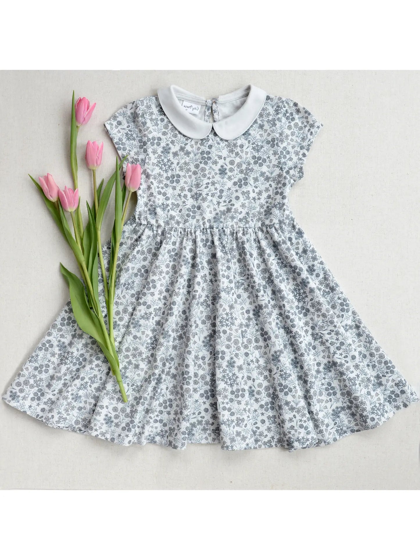 Wendy Collared Twirl Dress in Calico Floral