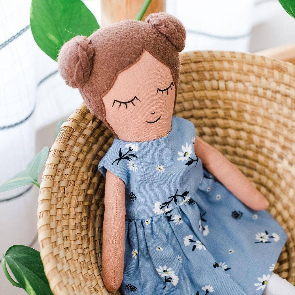 Charlotte Heirloom Doll in Spring Blue daisies