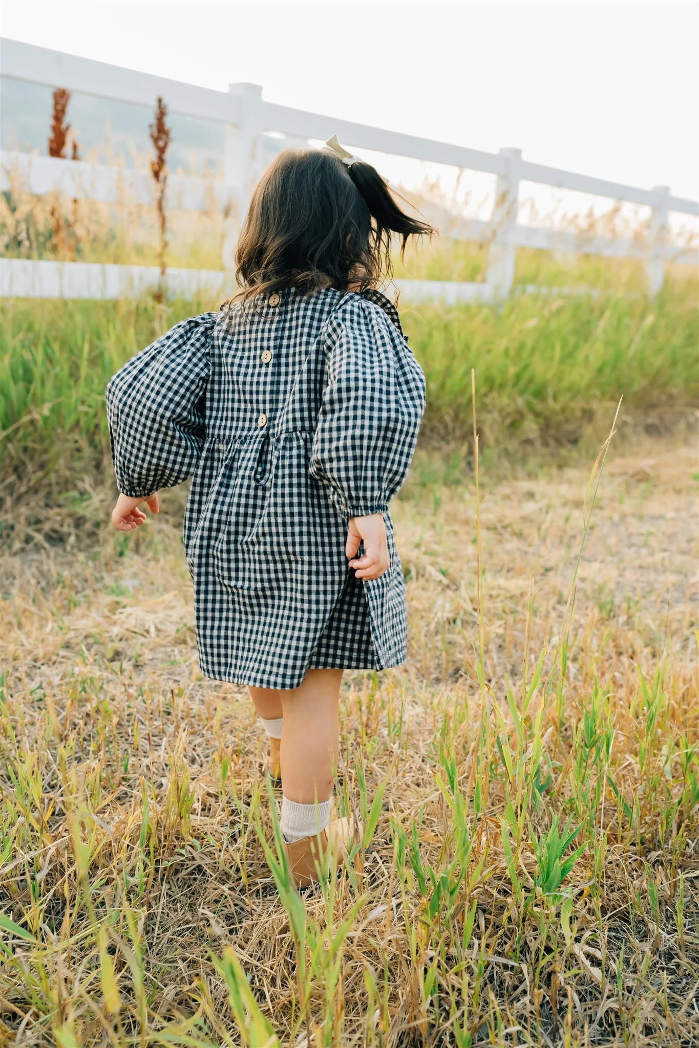 Navy Gingham Linen Dress