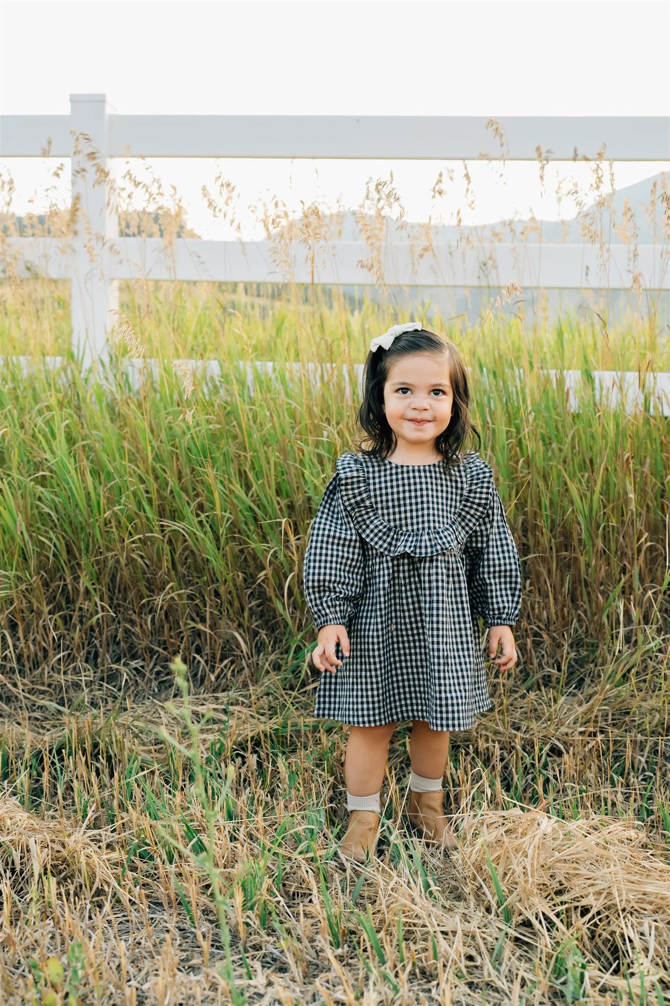 Navy Gingham Linen Dress