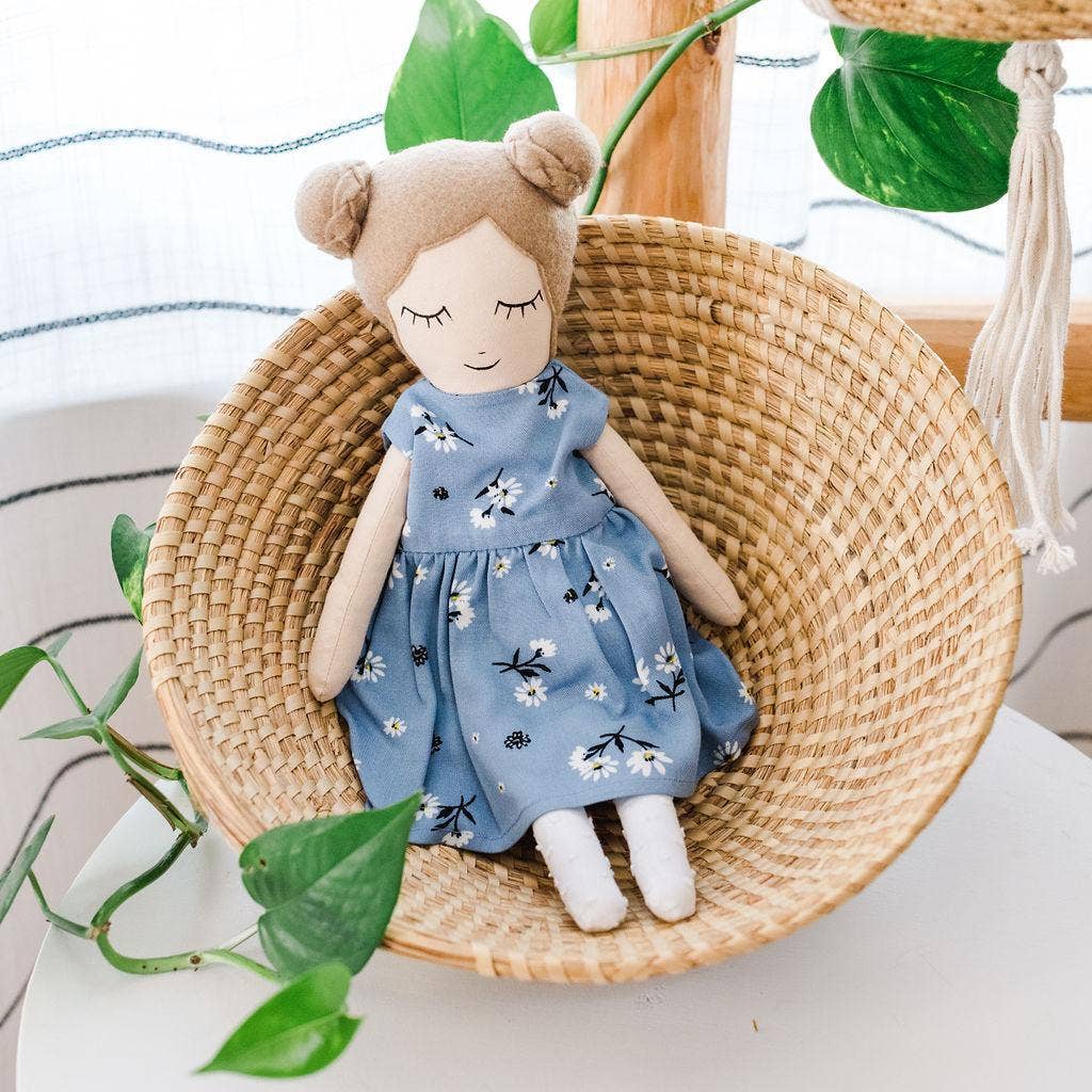 Aubree Heirloom Doll in Spring Blue daisies