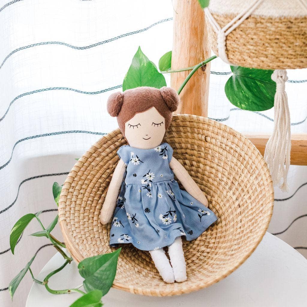 Addy Heirloom Doll in Spring Blue daisies