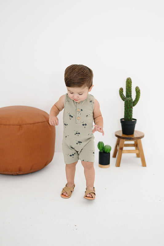 Palm Tree Short Romper