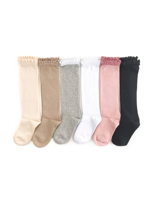 Basics + Neutrals Lace Top Knee High Socks