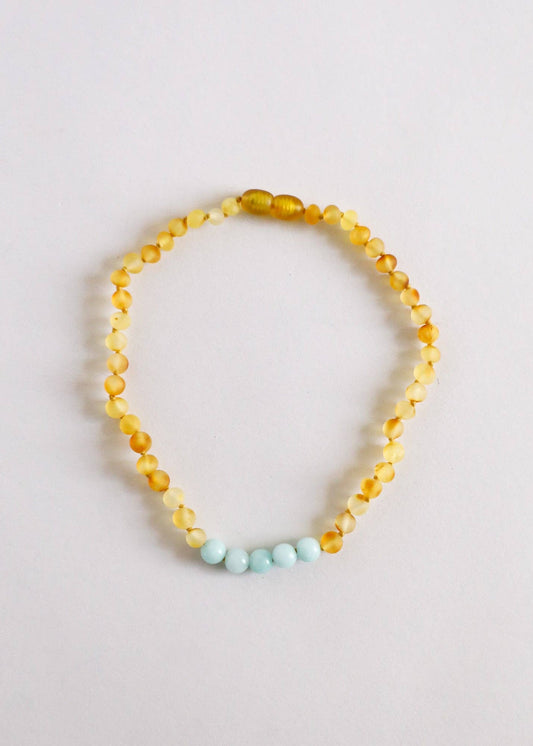 Raw Honey Amber + Amazonite || Necklace