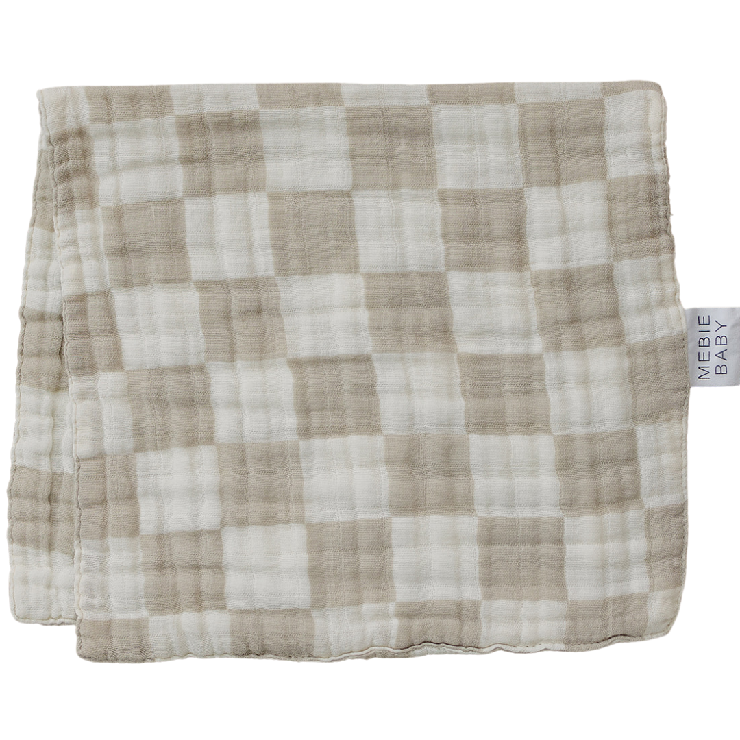 Taupe Checkered Muslin Burp Cloth