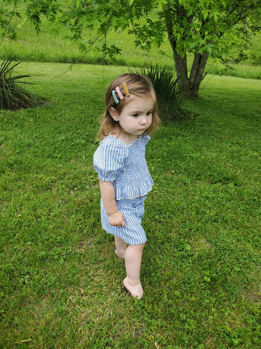 Rainbow Velvet Bar Clip Set | Toddler Hair Clips